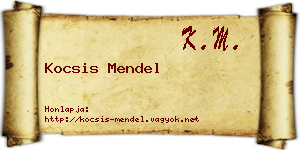 Kocsis Mendel névjegykártya